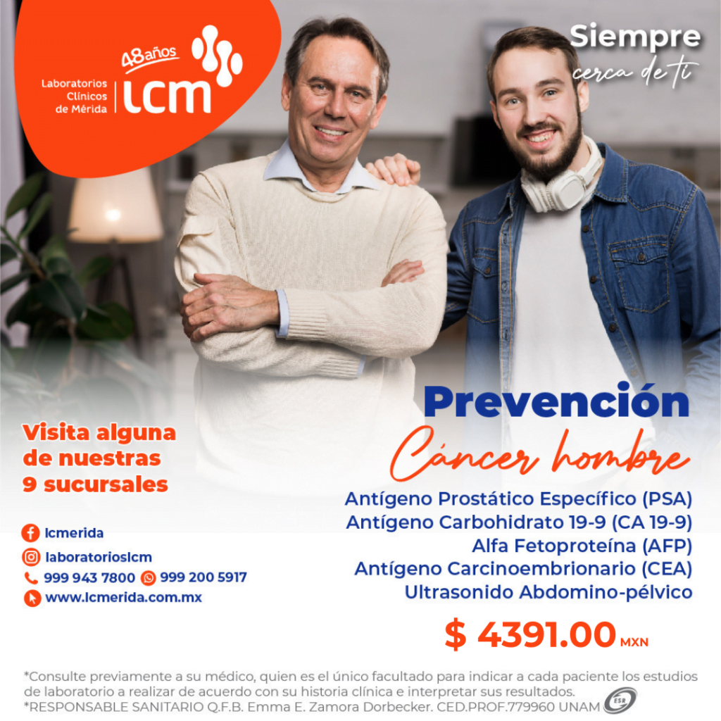 Promoción de pruebas y análisis para la detección y prevención del cáncer en los hombres en Mérida.