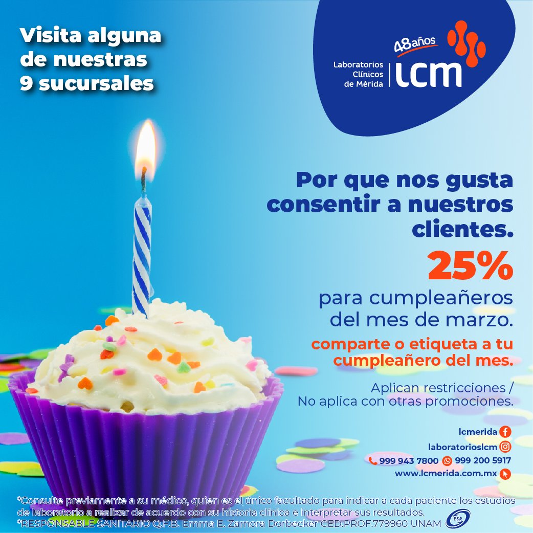 Imagen publicitaria de la promoción del 25% para los cumpleañeros del mes de marzo.