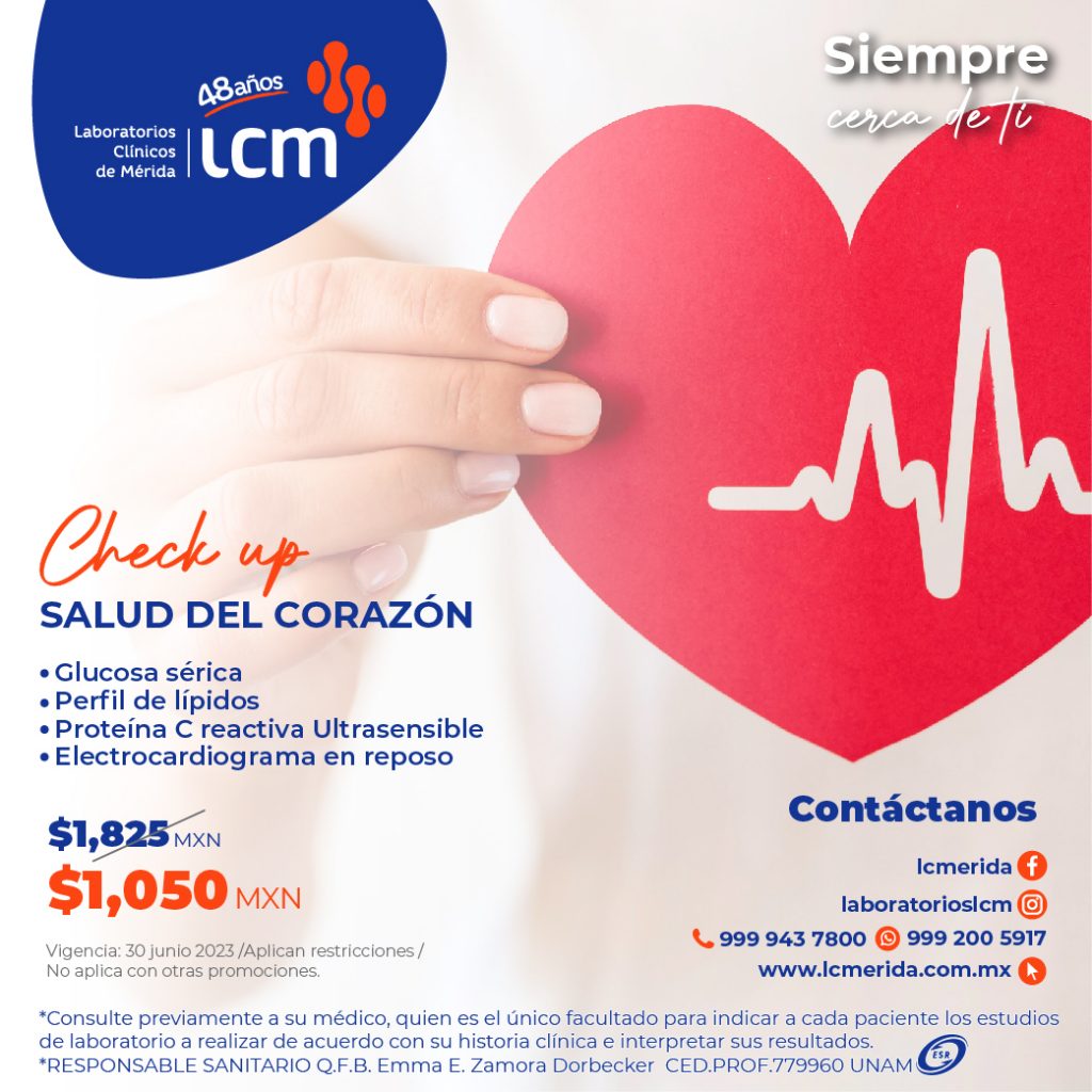 cartel promocional de un paquete de estudios preventivos para cuidar su corazón en Mérida, yucatan.